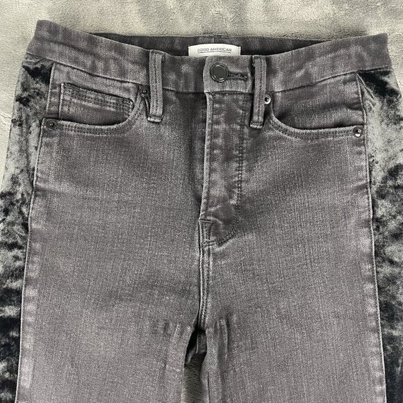 Good American Good Legs Jeans Womens 4/27 Black Skinny Ankle Stretch - Picture 3 of 10